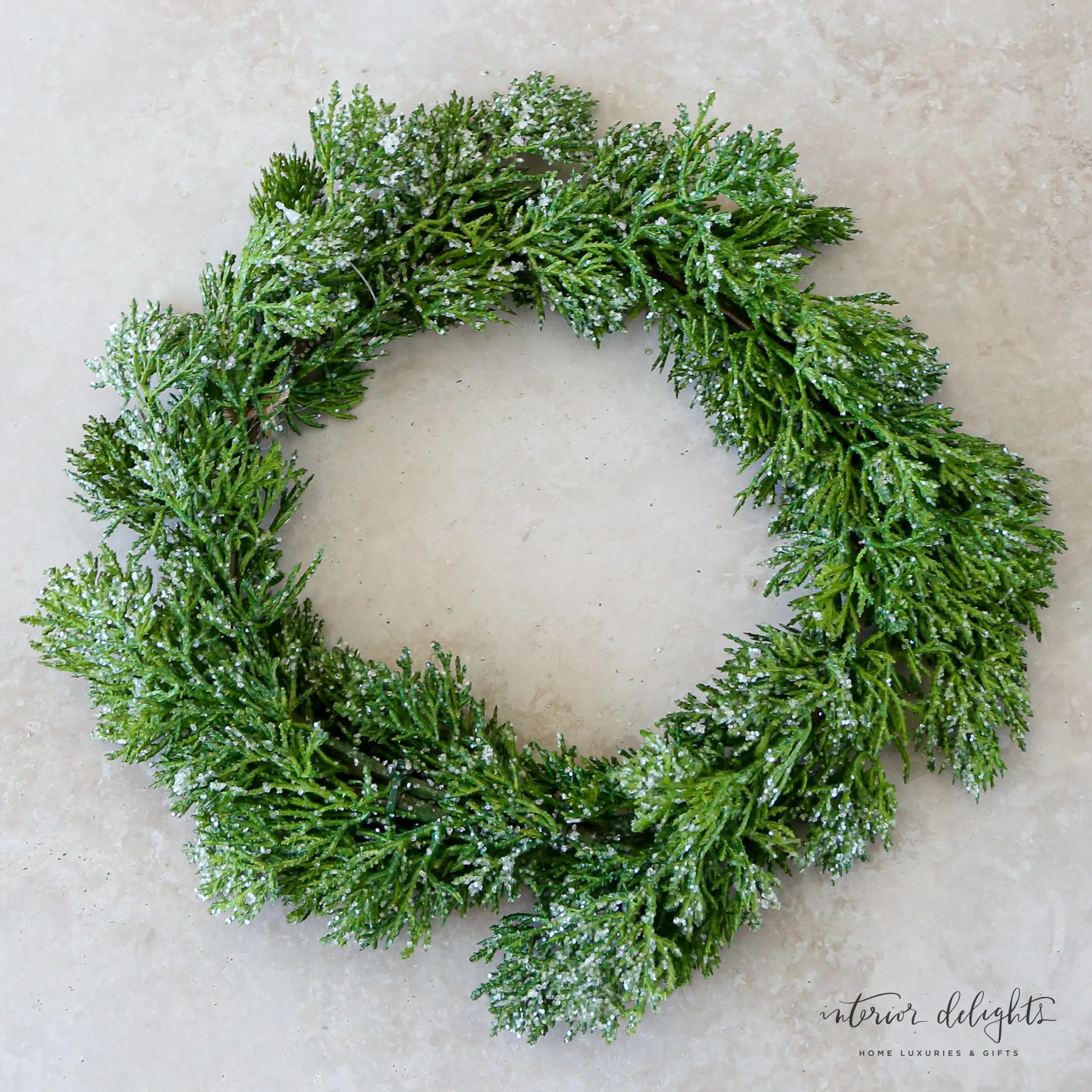 8" Iced Cedar Mini Wreath