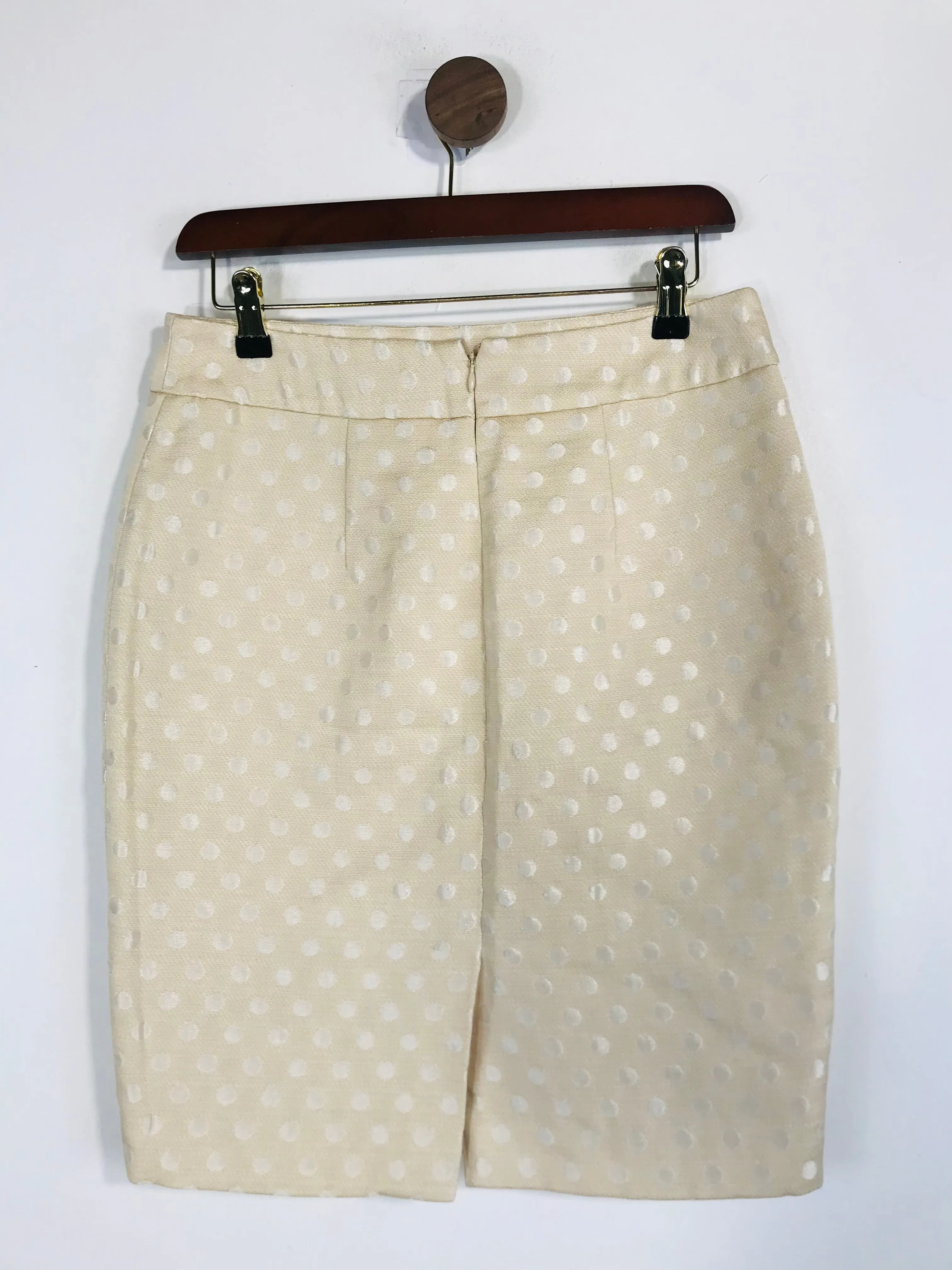 Ann Taylor Women's Cotton Polka Dot Pencil Skirt | US4 UK8 | Beige