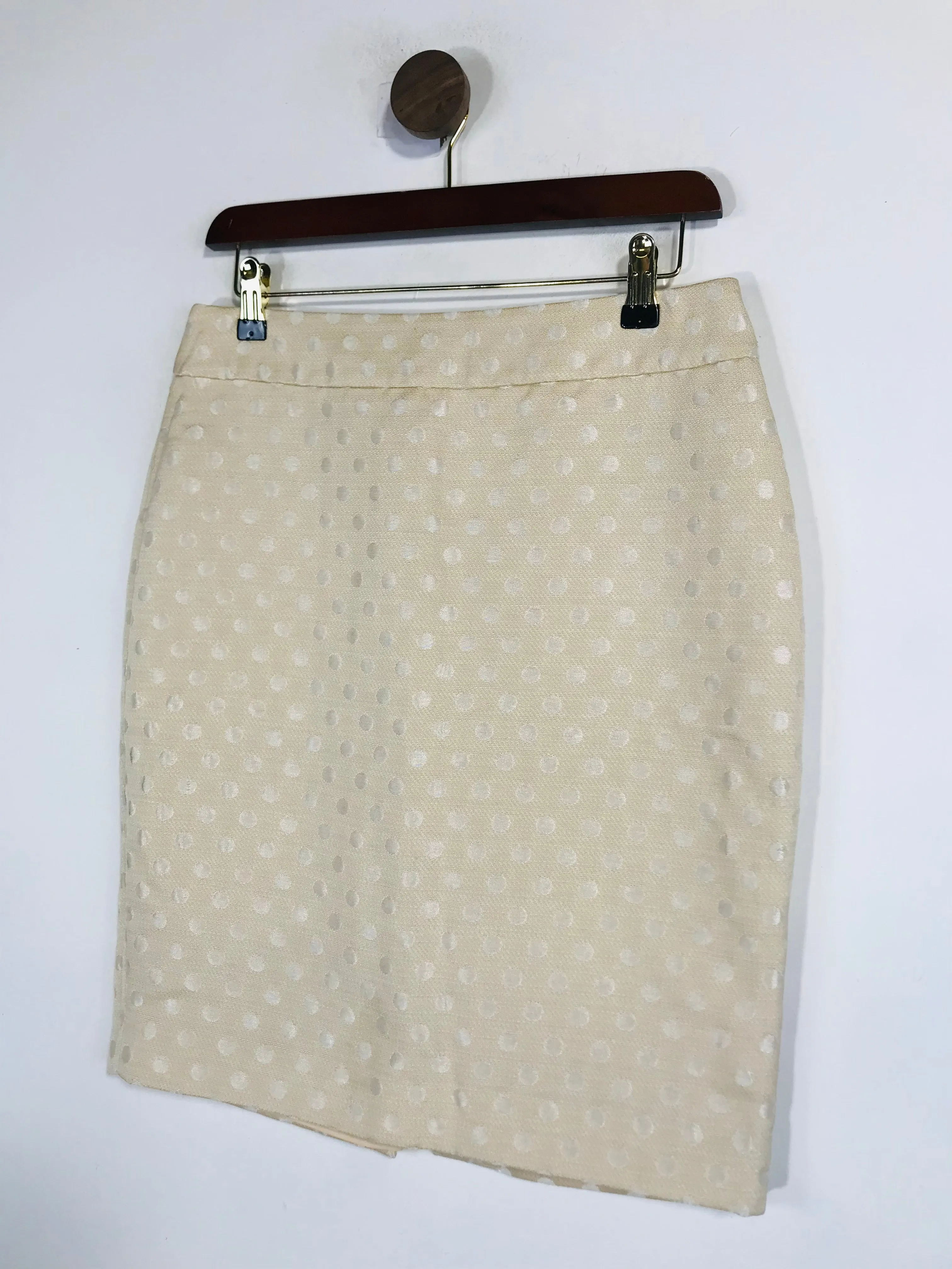 Ann Taylor Women's Cotton Polka Dot Pencil Skirt | US4 UK8 | Beige