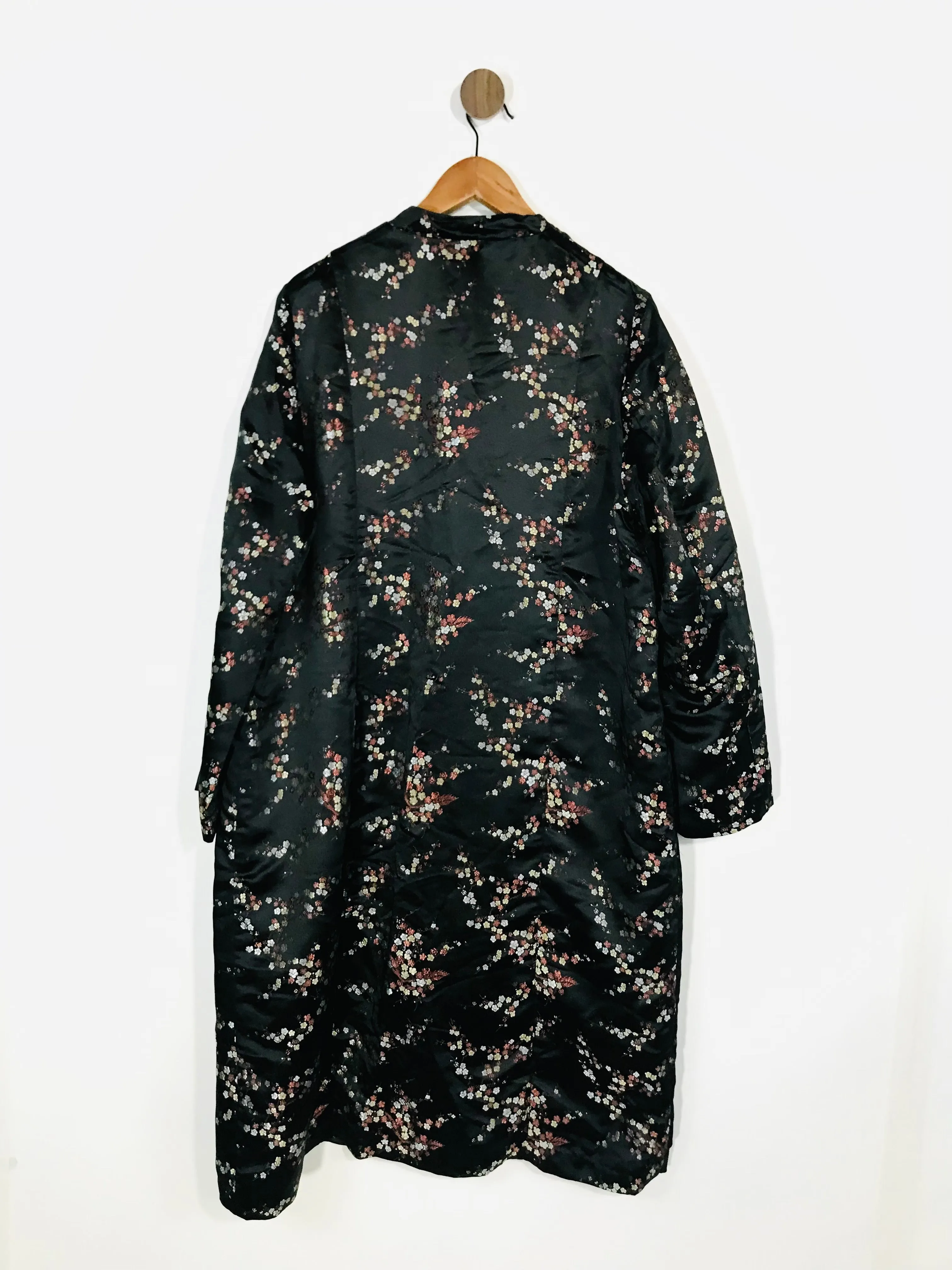 Anna Scholz Women's Japanese Floral Kimono Overcoat Coat | UK20 | Black