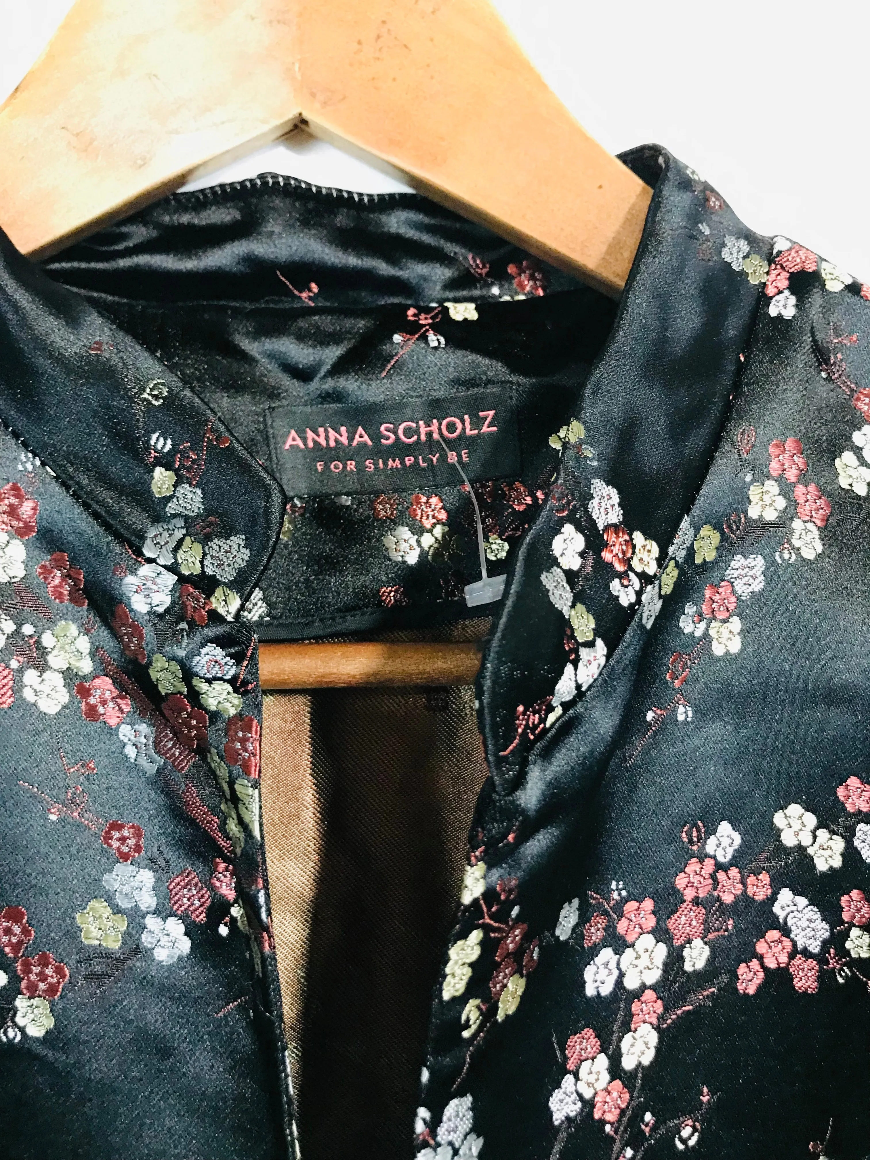 Anna Scholz Women's Japanese Floral Kimono Overcoat Coat | UK20 | Black