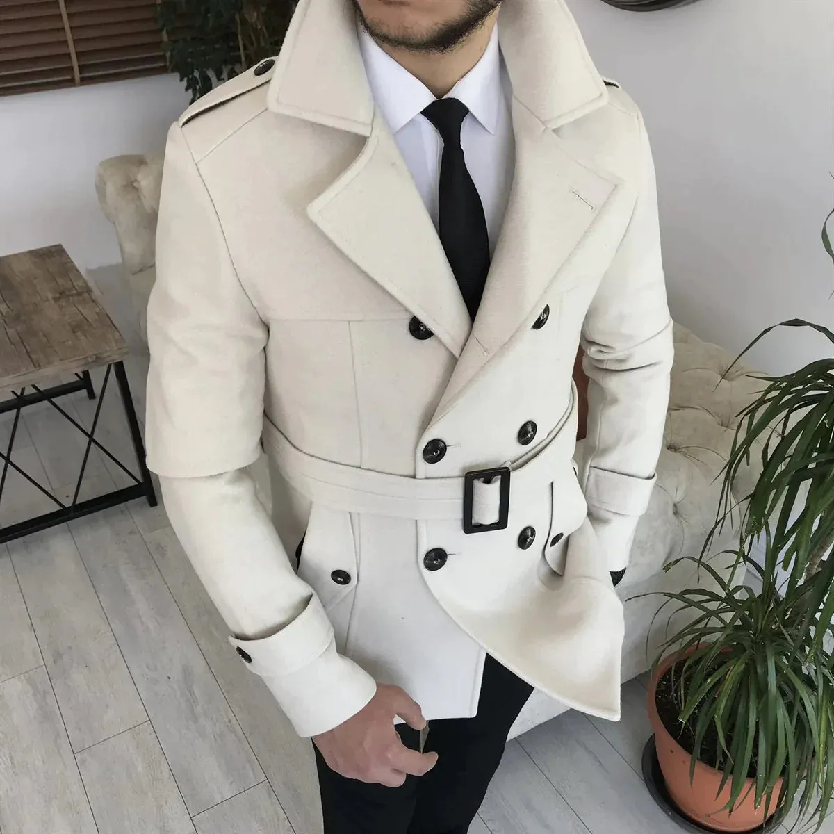 Arctic Biege Double Breasted Over Coat by ITALIAN VEGA®