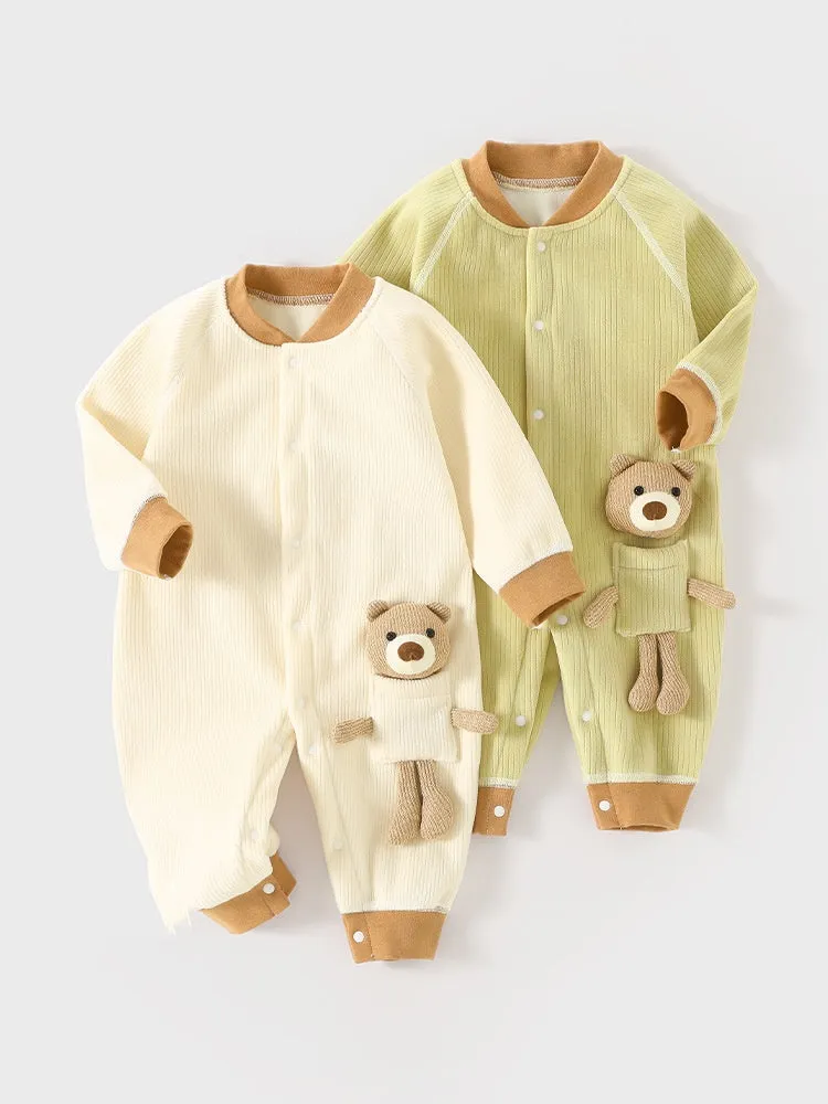 Baby onesie Spring and autumn clothing newborn crystal fleece bear super cute ha clothing crawling suit