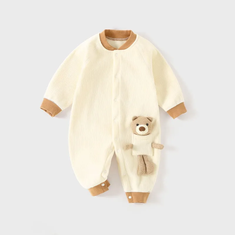 Baby onesie Spring and autumn clothing newborn crystal fleece bear super cute ha clothing crawling suit