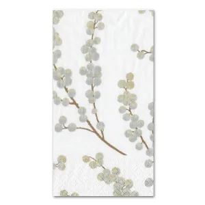 Berry Branches White Silver Paper Guest Towels - Buffet Napkins