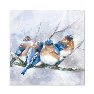 Birds Winter Cuddle Paper Beverage Napkins