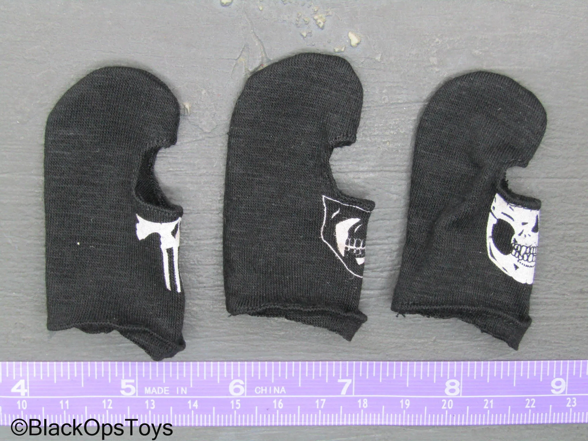 Black Balaclava w/White Skull Detail (x3)