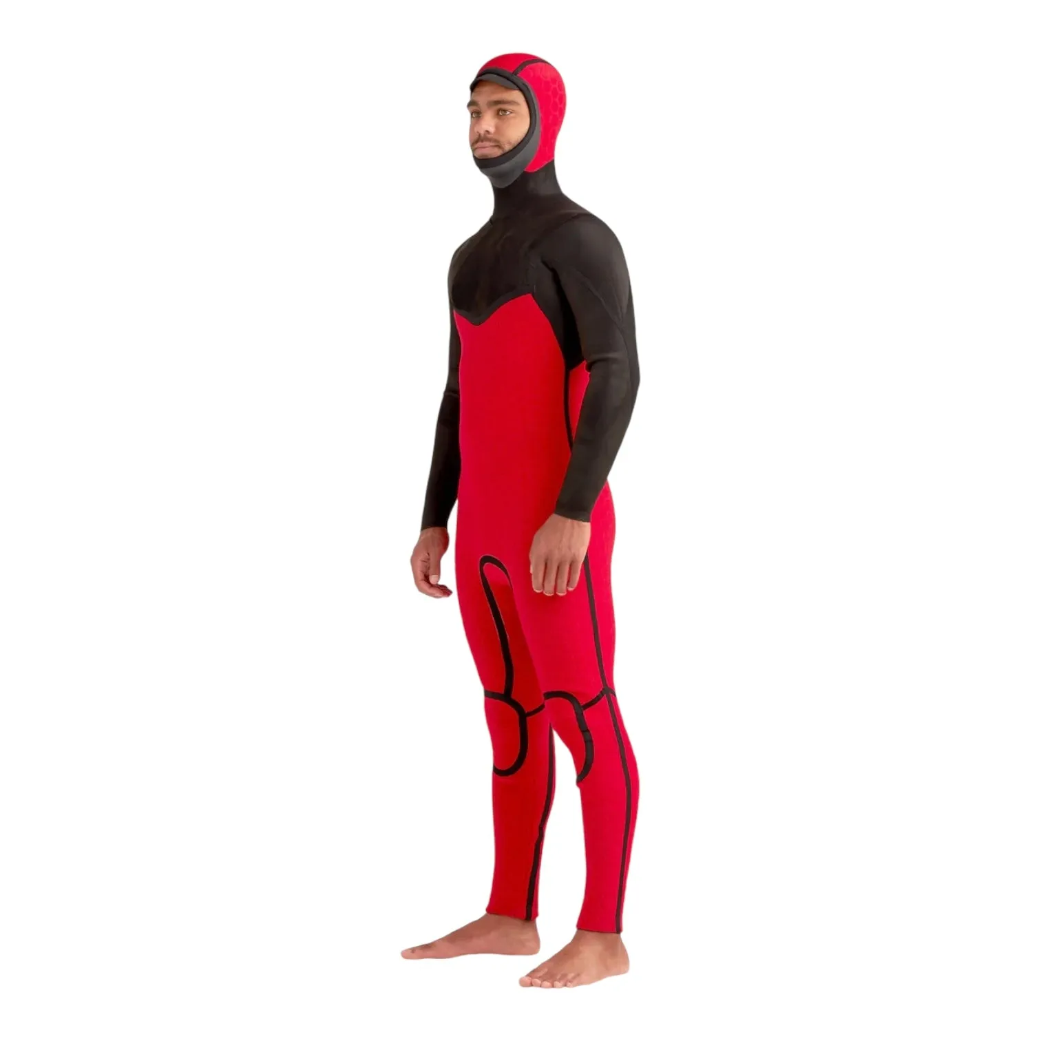 Body Glove Men's Red Cell Hooded 5/4mm Slant Zip Wetsuit - Black