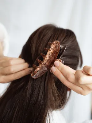 Brunette Marble Claw Clip