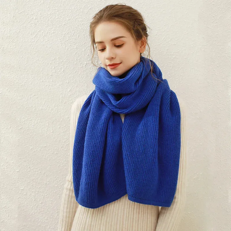 Cashmere Rib Knit Winter Scarf - Long Muffler for Women