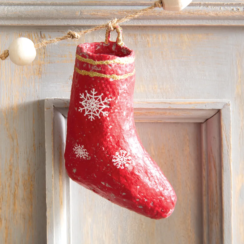 Charming Paper Mache Stocking Garland for Your Cozy Farmhouse Decor