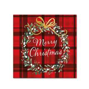 Christmas Plaid Paper Beverage Napkins