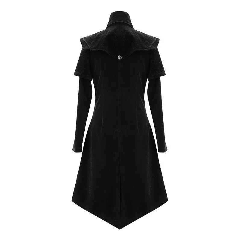 CT13401 Hand-embroidered cape collar black velveteen gothic coat for men