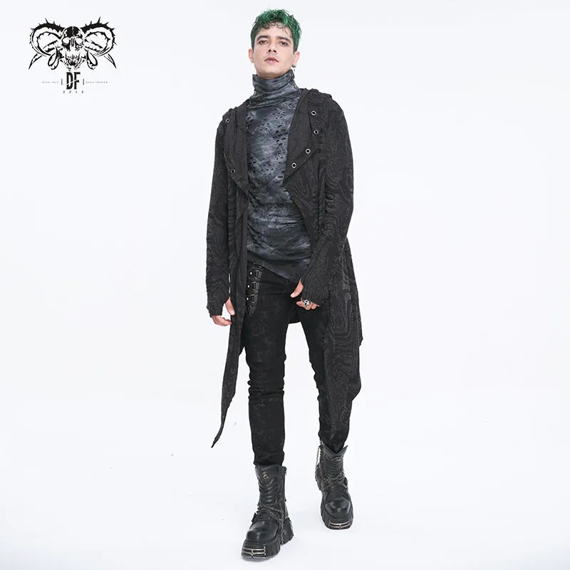 CT21801 Dark punk hooded knitted men's jacket