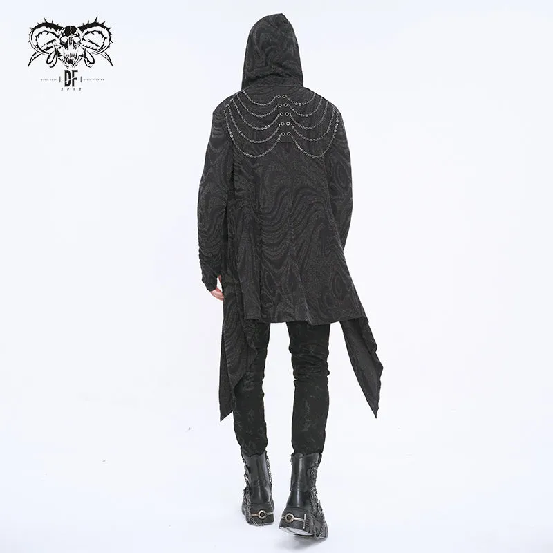 CT21801 Dark punk hooded knitted men's jacket