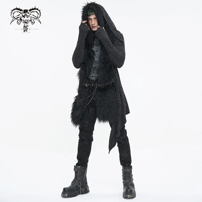 CT21801 Dark punk hooded knitted men's jacket