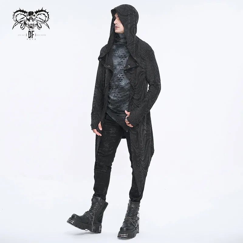 CT21801 Dark punk hooded knitted men's jacket