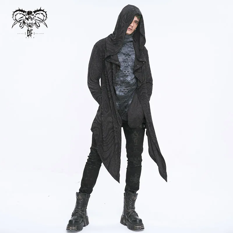 CT21801 Dark punk hooded knitted men's jacket