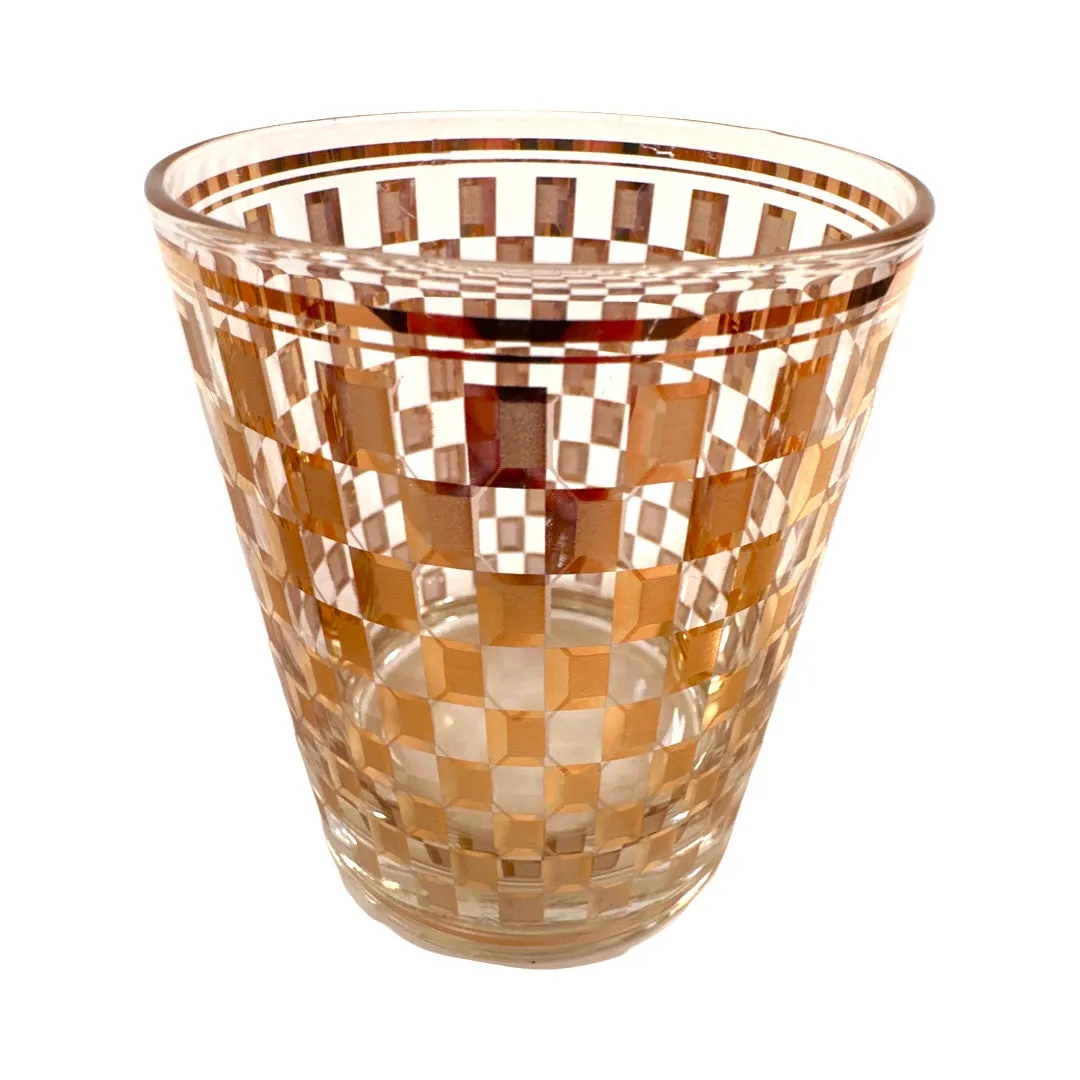 Culver Mid-Century Golden Square Double Old Fashion Glasses (Set of 4)