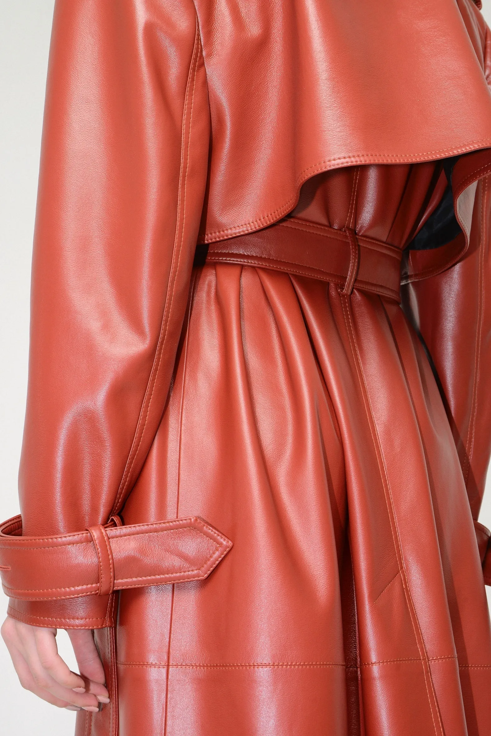 Eco Leather Utilitarian Trench Coat