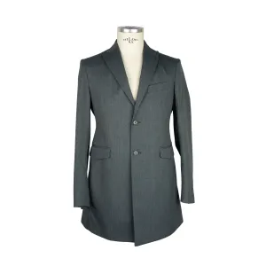 Elegant Gray Wool Blend Men's Short Coat