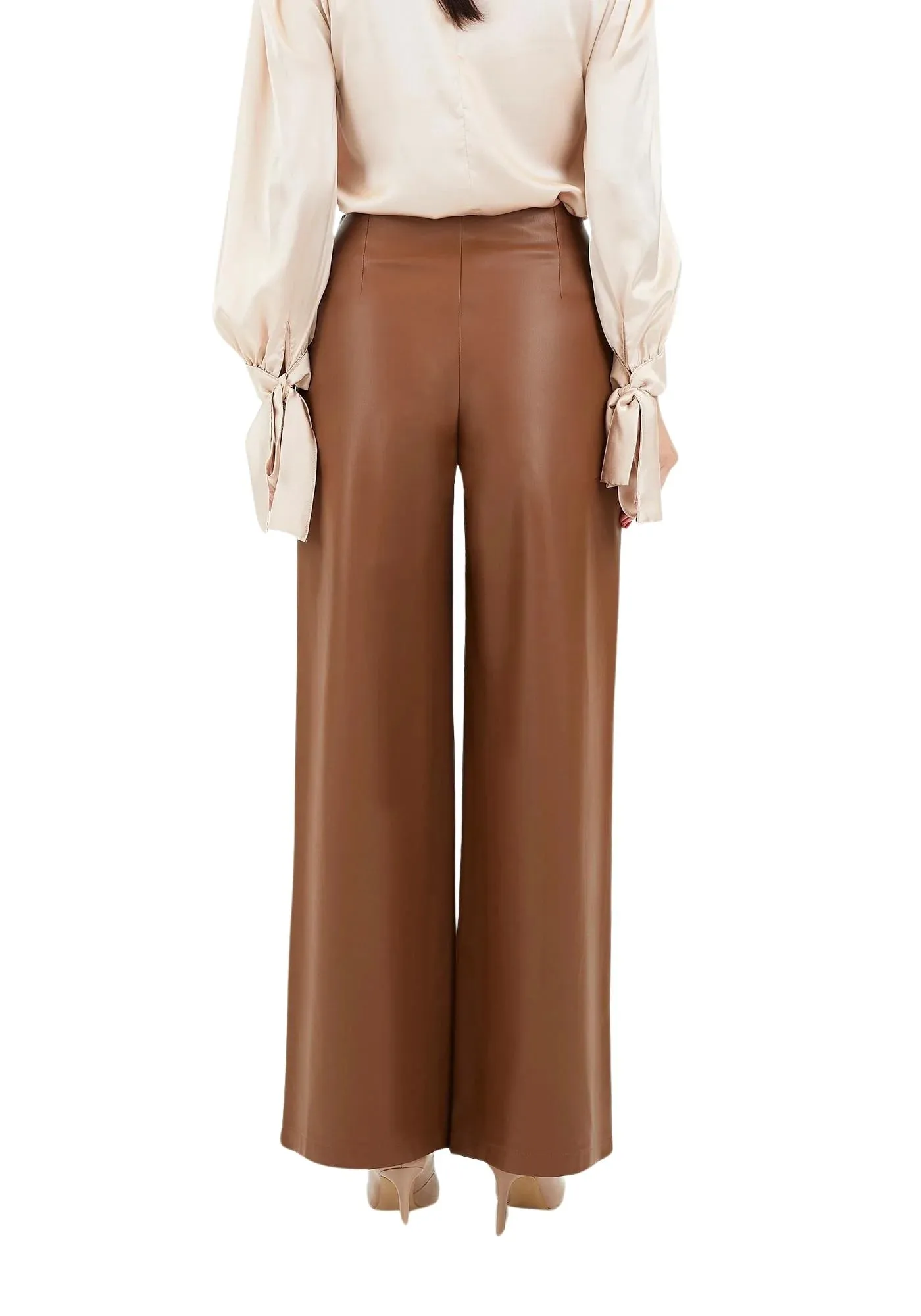 Faux Leather Wide-Leg Women's Pants