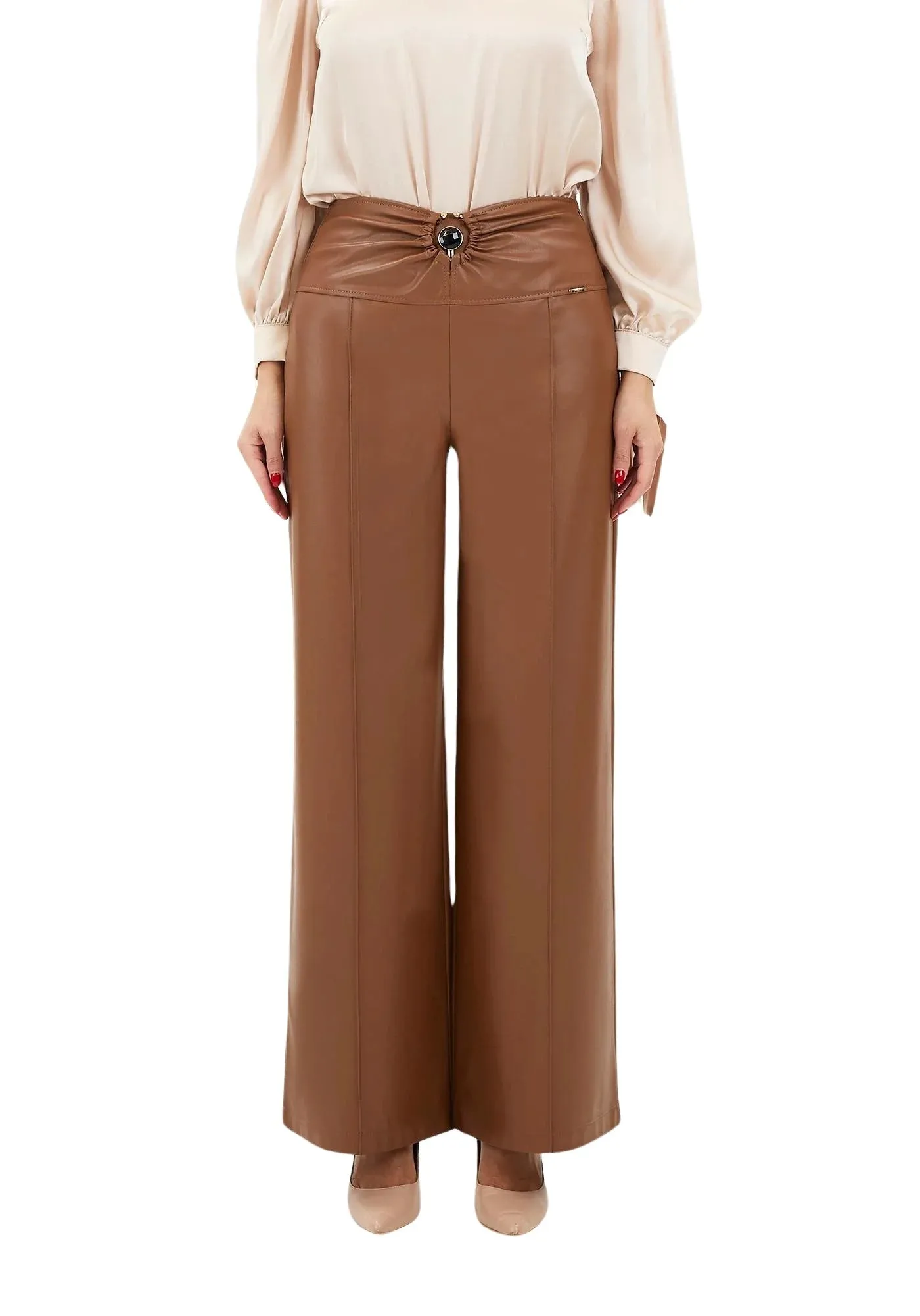 Faux Leather Wide-Leg Women's Pants