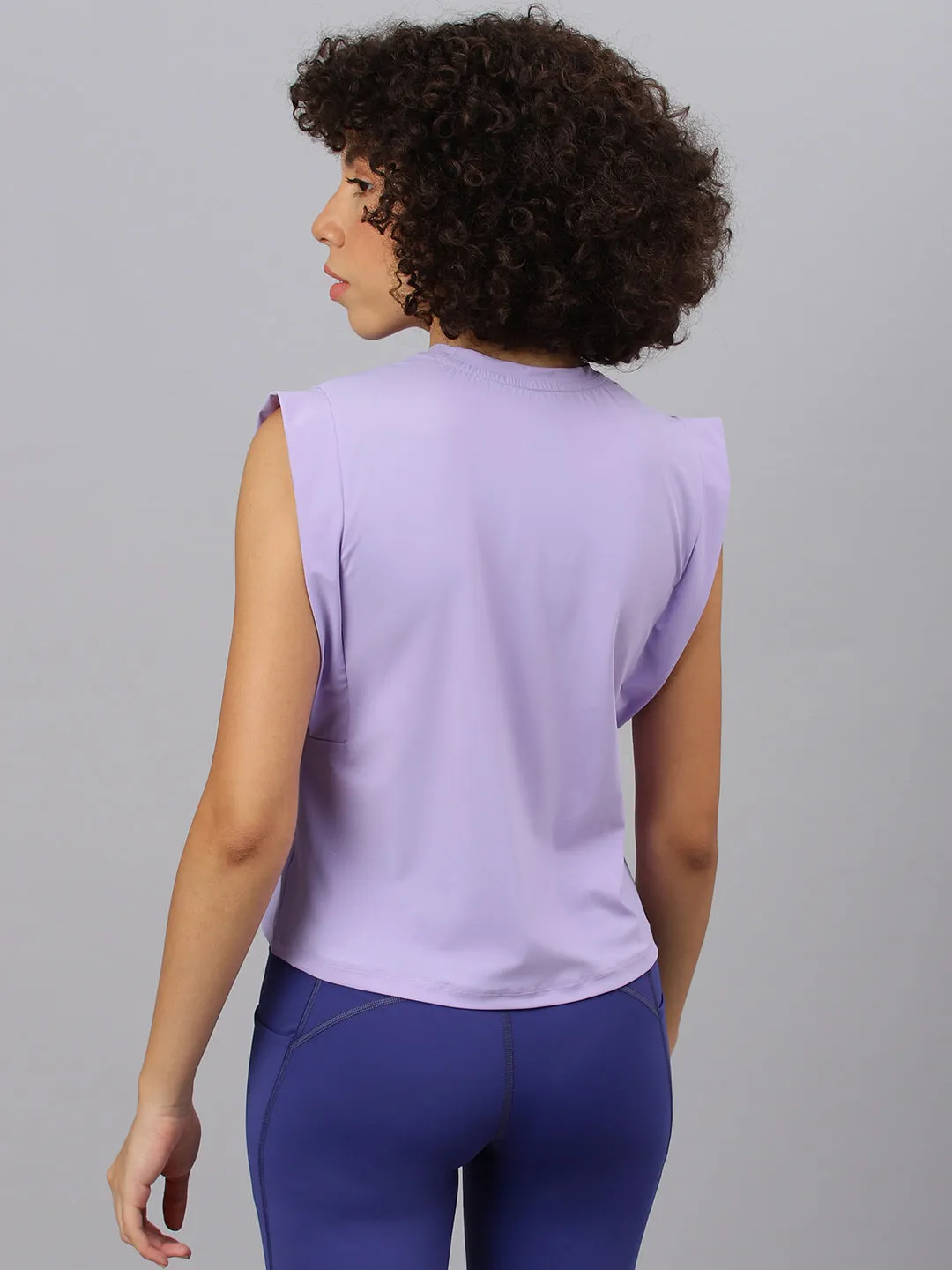 Fitkin women's lavender round neck boxy top