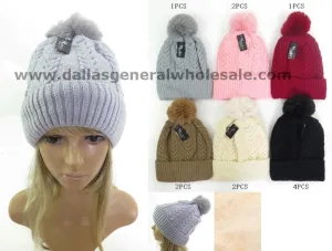 Fleece Insulated Skull Beanies with Pom Pom Ball Wholesale