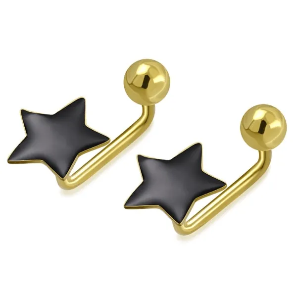 Golden Stainless Steel Stud Earings - 086