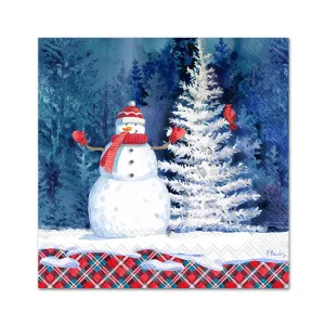 Holiday Frosted Snowman Paper Beverage Napkins