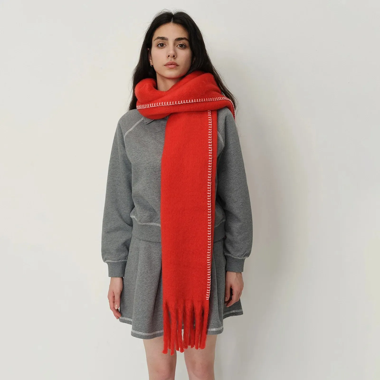 Homemade Design Thick Elegant Minimalist Imitation Cashmere Overlock Scarf