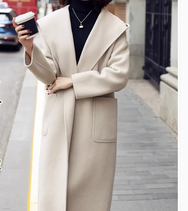 Hooded Women Wool Coat, Long Winter Wool Coat Jacket 0989