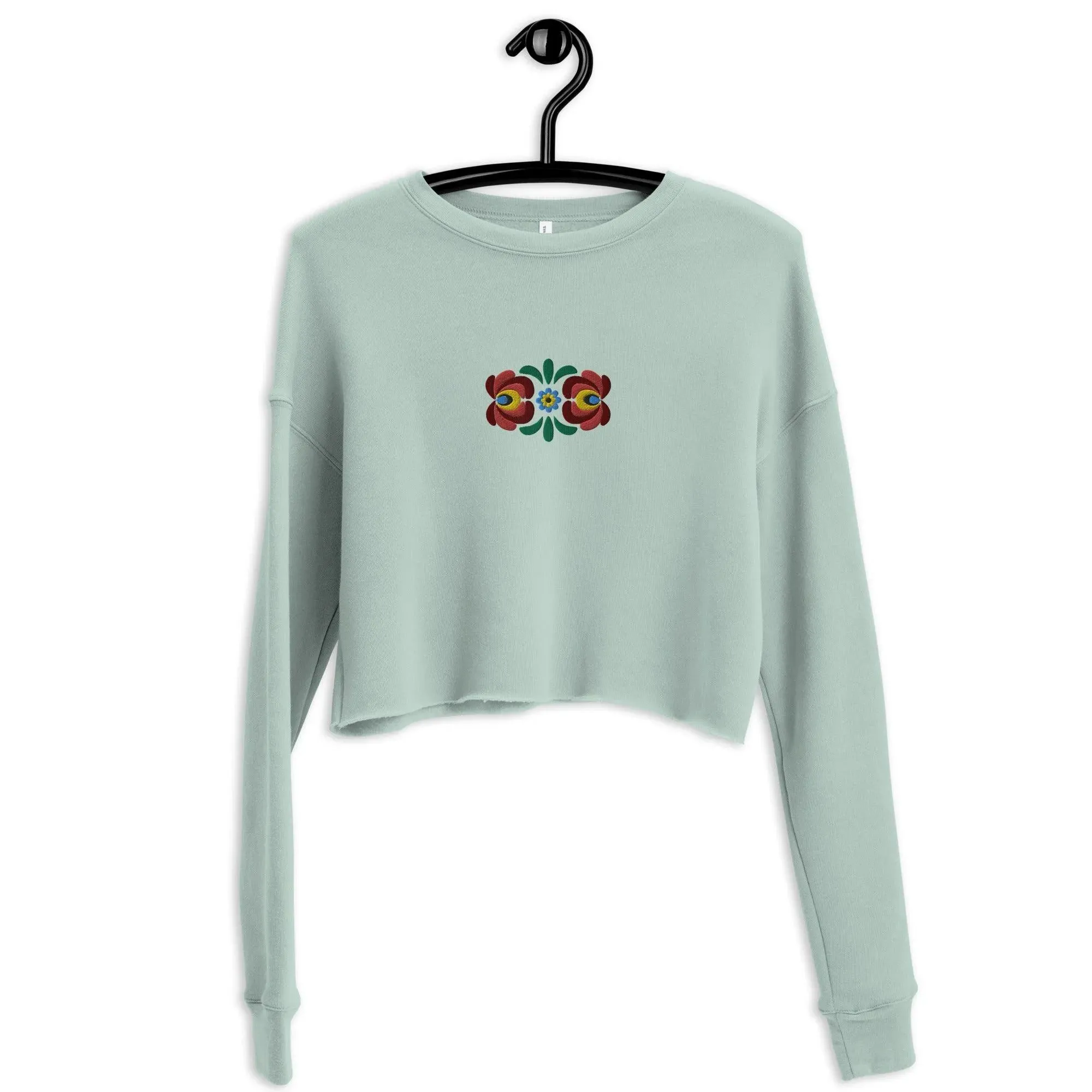 Hungarian Matyó Embroidered Cropped Sweatshirt