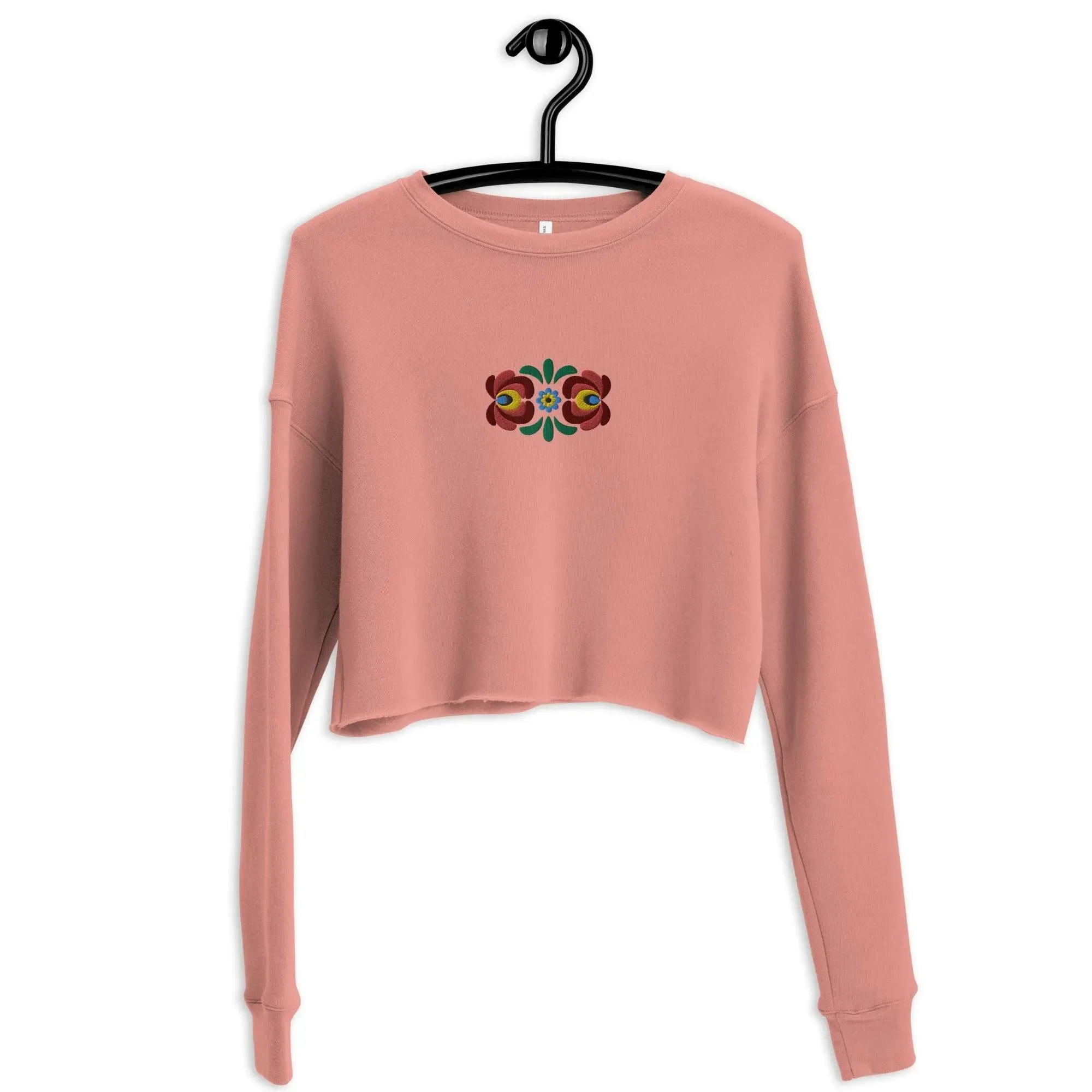 Hungarian Matyó Embroidered Cropped Sweatshirt