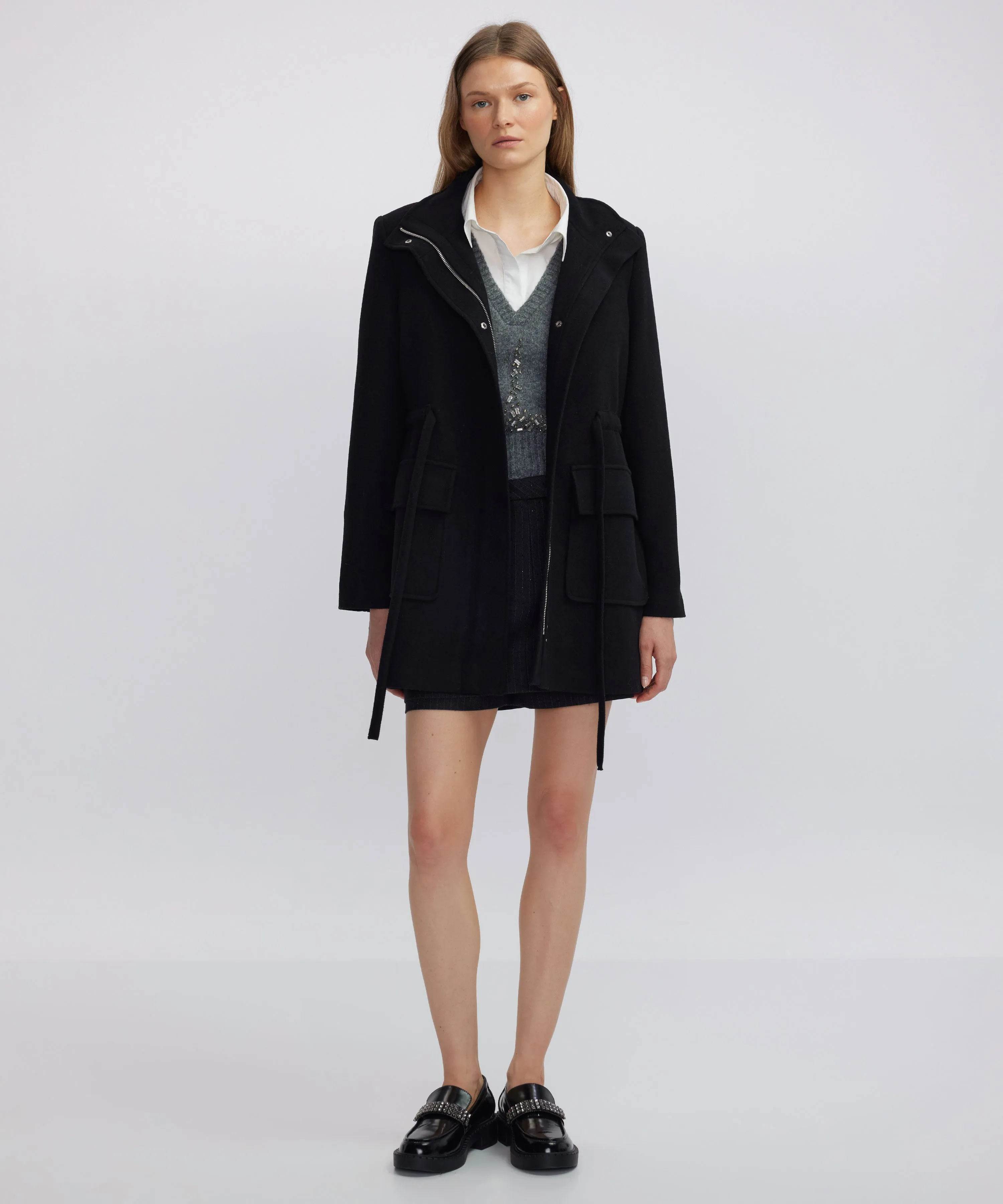 Ipekyol Coat With Wide Pockets And Belt Black