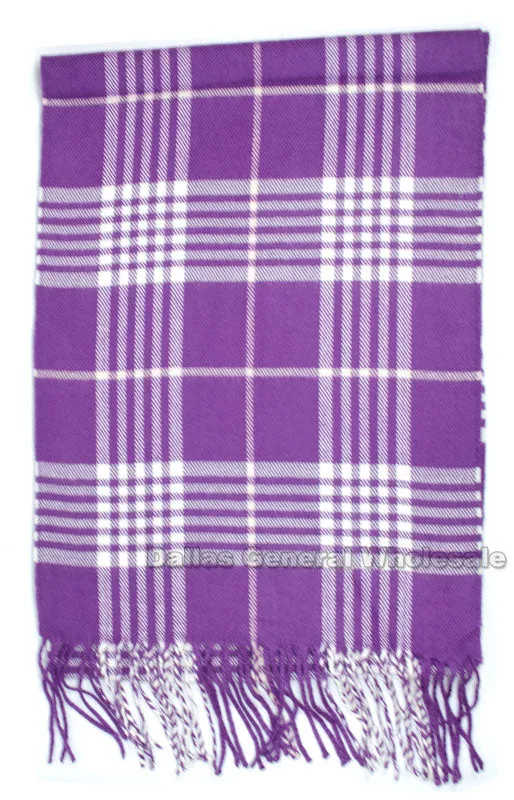 Ladies Cashmere Feel Plaid Scarf Wholesale