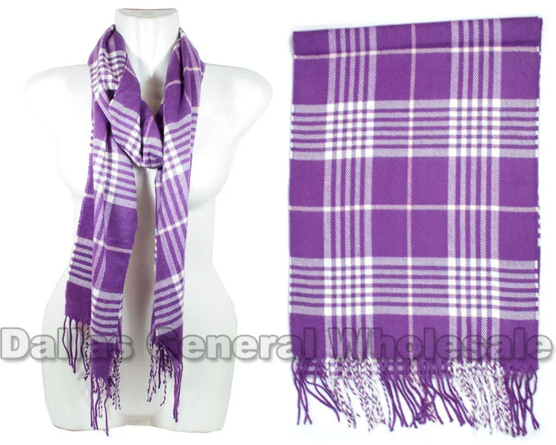 Ladies Cashmere Feel Plaid Scarf Wholesale