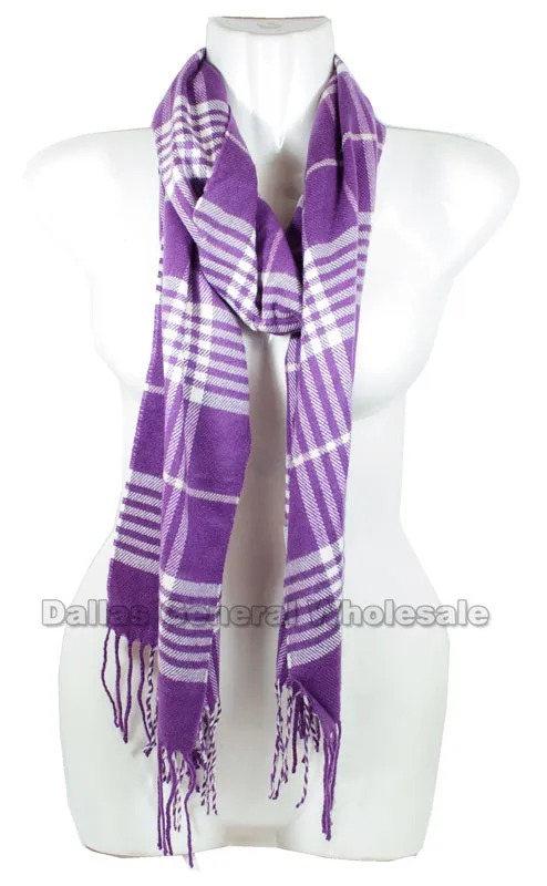 Ladies Cashmere Feel Plaid Scarf Wholesale