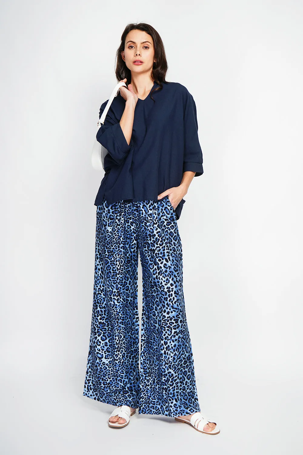 Leopard High Waist Drawstring Pants with Pockets