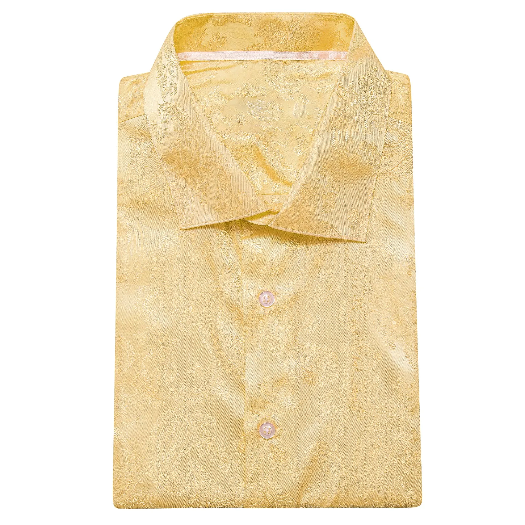 Light Yellow Paisley Men's Long Sleeve Shirt