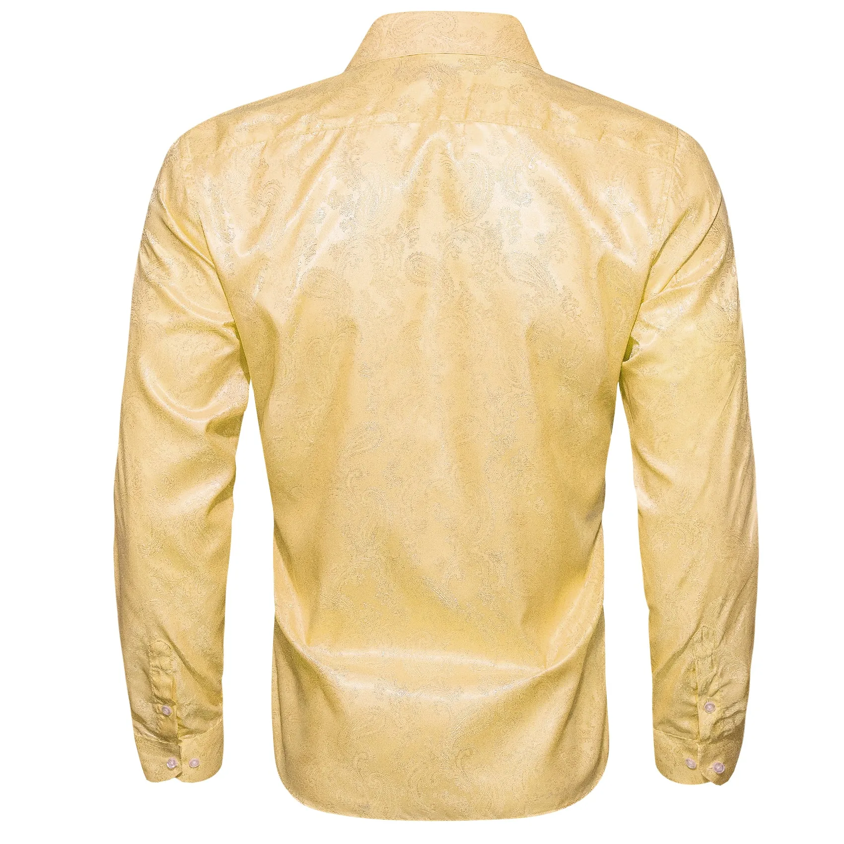 Light Yellow Paisley Men's Long Sleeve Shirt