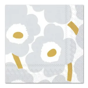 Marimekko - Unikko White & Silver Luncheon Napkin