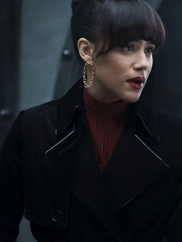 Nathalie Emmanuel Suede Leather Coat