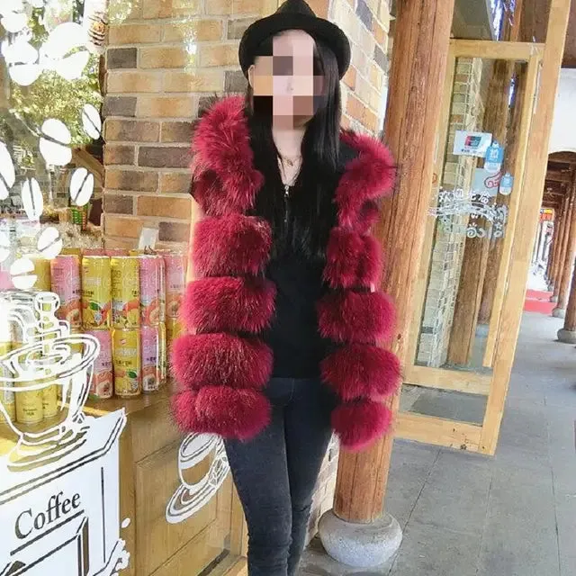 Natural Red Fox Fur Hooded Vest