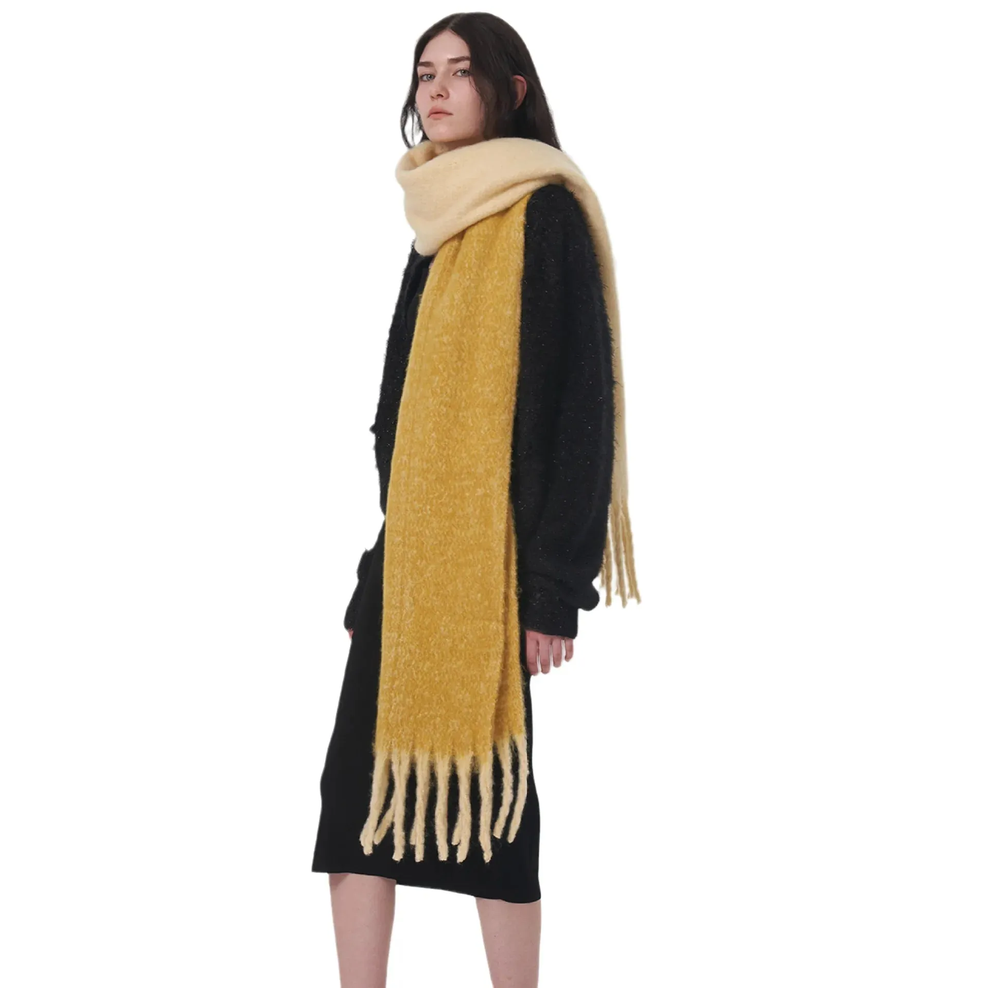 New Autumn Winter Warm Scarf Two Color Stitching Long Muffler Cashmere Scarf