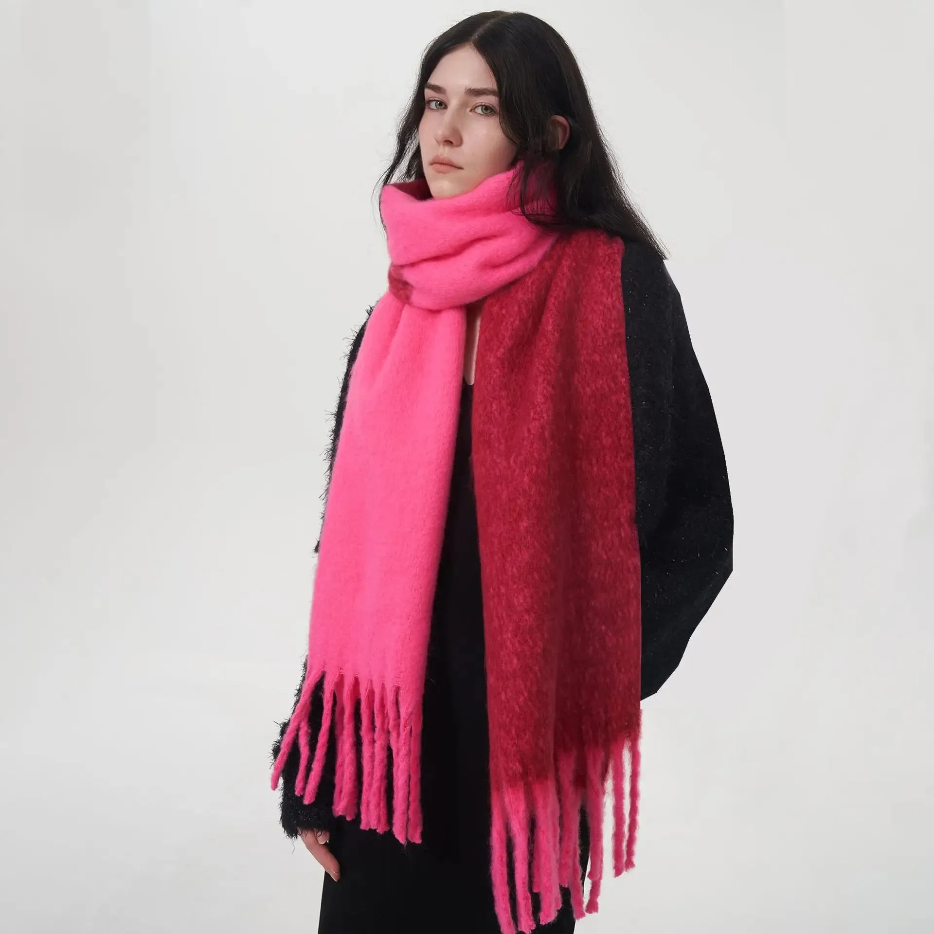 New Autumn Winter Warm Scarf Two Color Stitching Long Muffler Cashmere Scarf