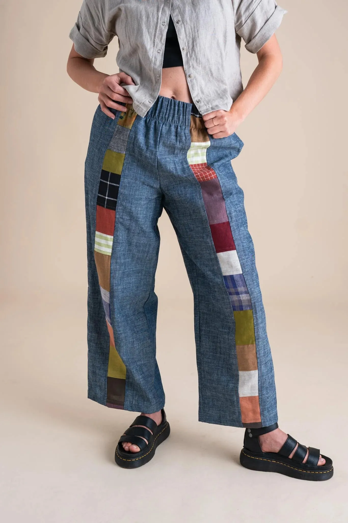 Patchwork Sunset Pants - Indigo Chambray