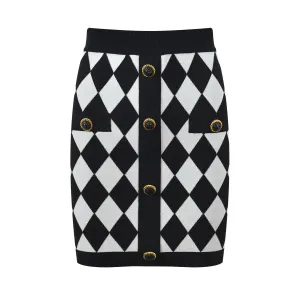 Plaid Single-breasted Mini Pencil Skirt