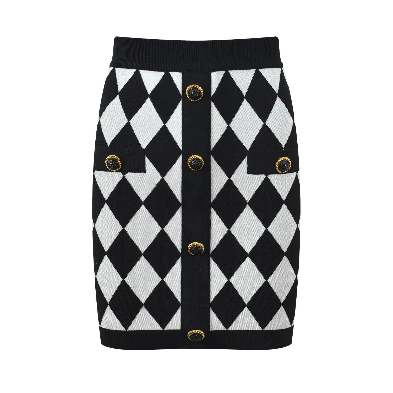 Plaid Single-breasted Mini Pencil Skirt